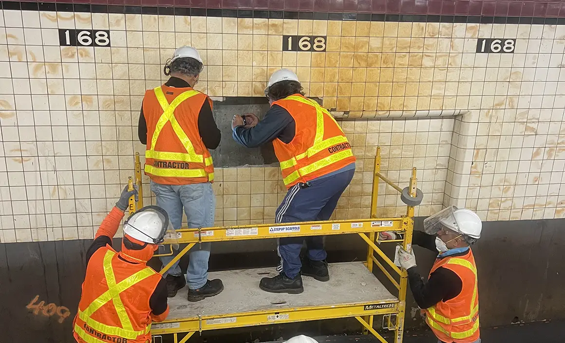 Wall Probes on Tracks for investigation and Patchup at 168th Street Station