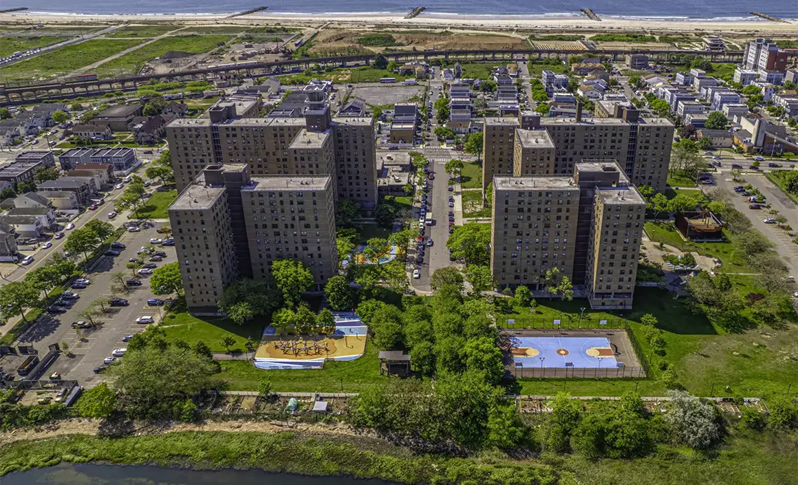 Aerial view of the playgrounds